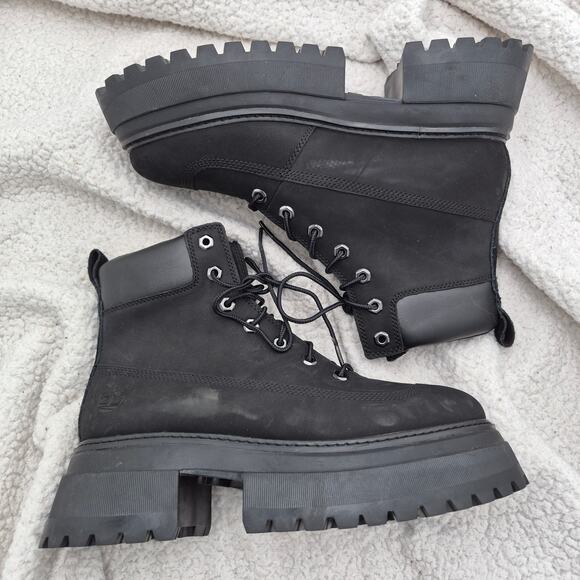 NEW Timberland  Sky 6" Lace-Up Boots BLACK Leather Women's size 10 - Picture 3 of 6